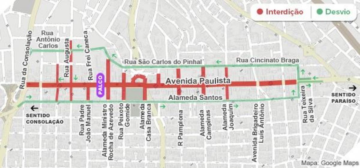 Mapa da avenida Paulista São Paulo