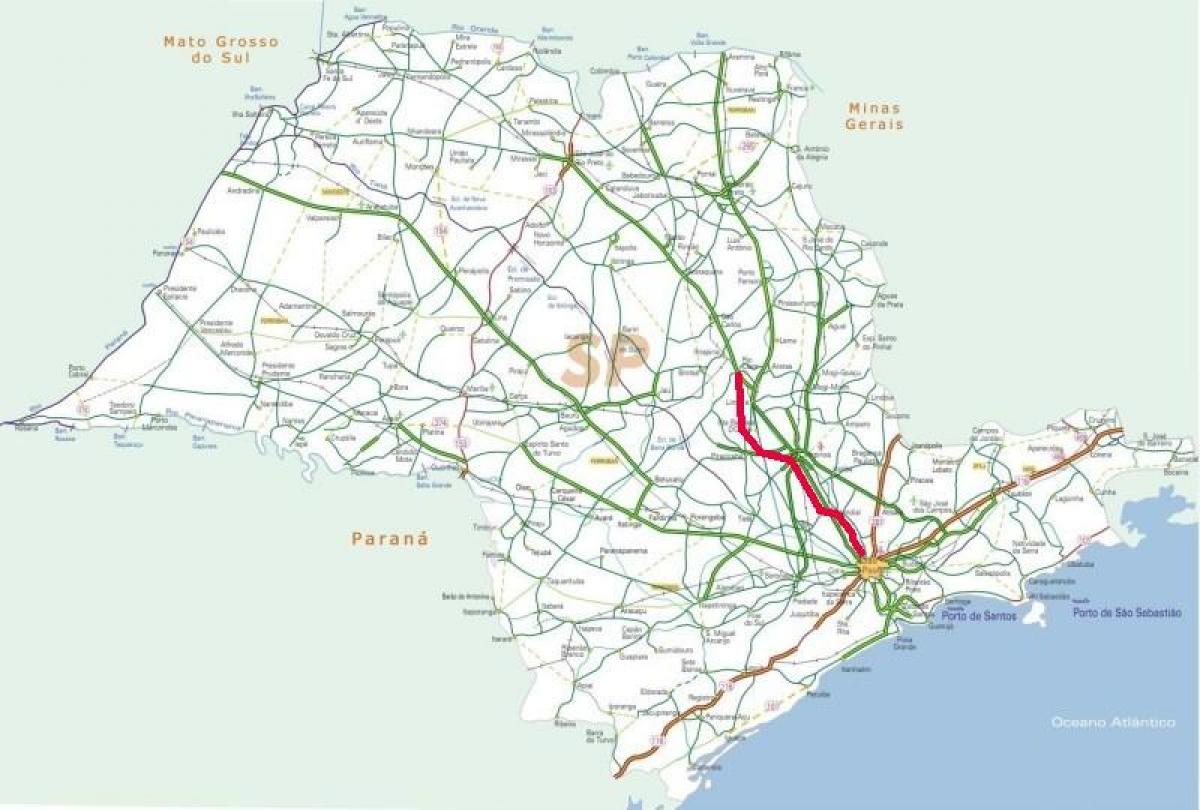 Mapa da rodovia Bandeirantes - SP 348