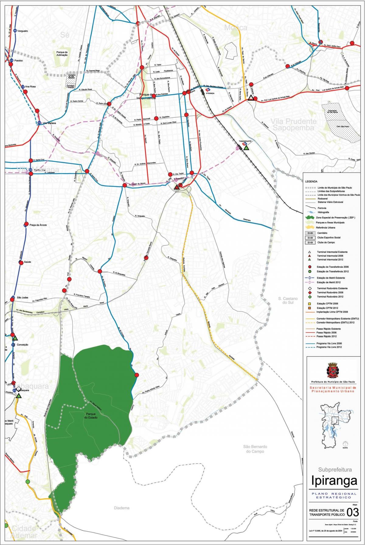 Mapa do Ipiranga, São Paulo - transportes Públicos