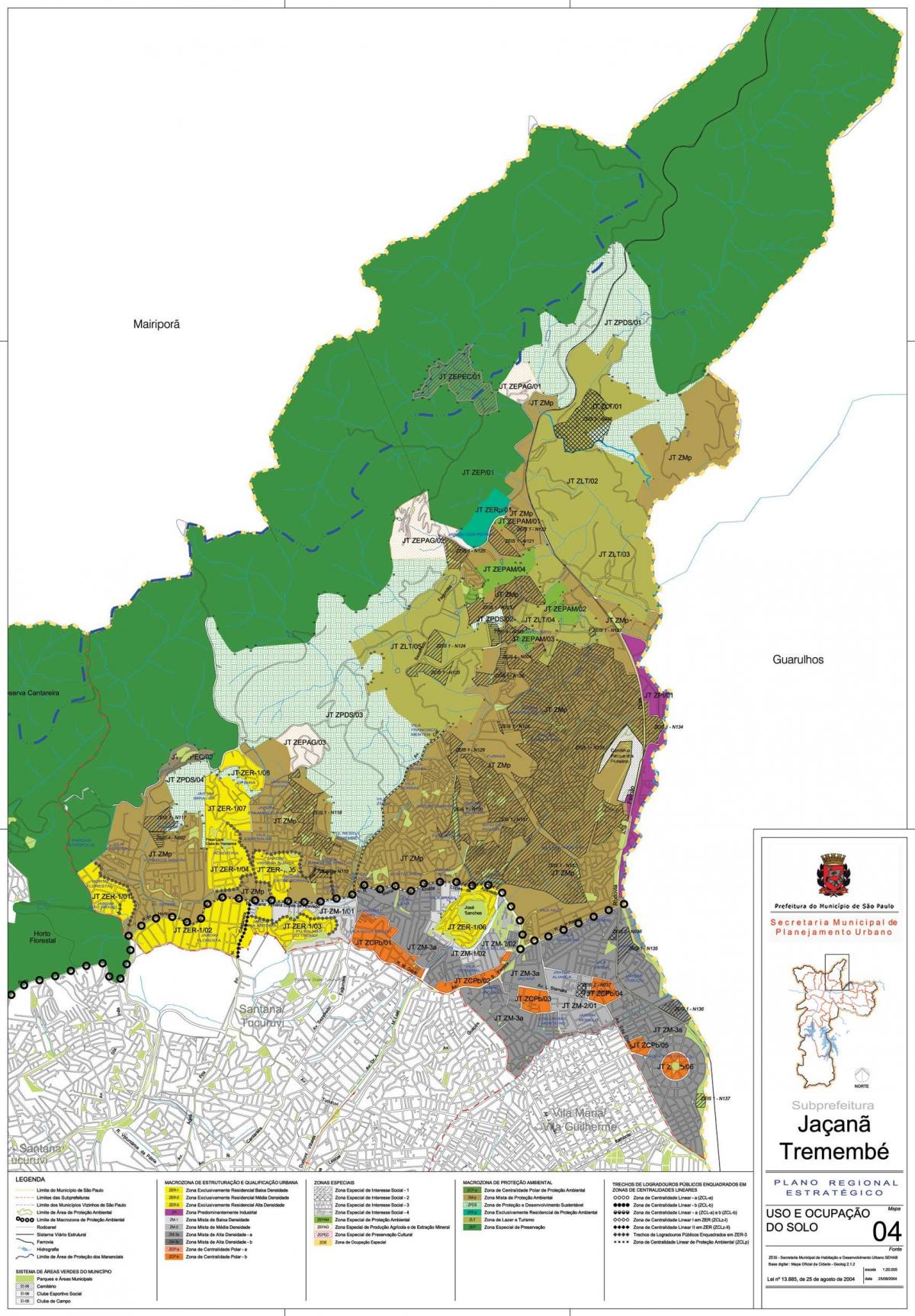 Mapa de Jaçanã-Tremembé São Paulo - Ocupação do solo
