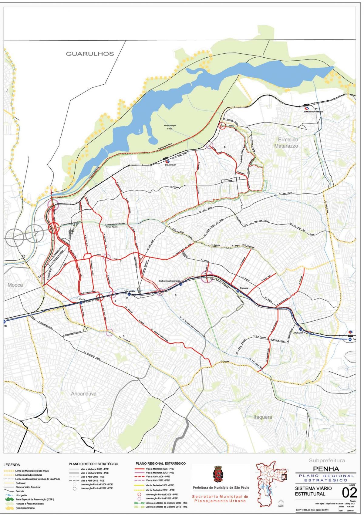 Mapa da Penha São Paulo - Estradas