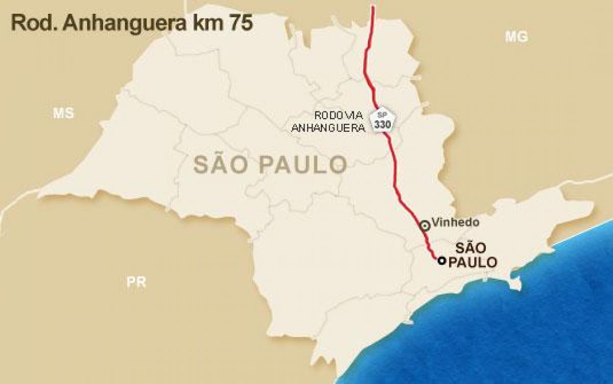 Mapa da rodovia Anhanguera - SP 330