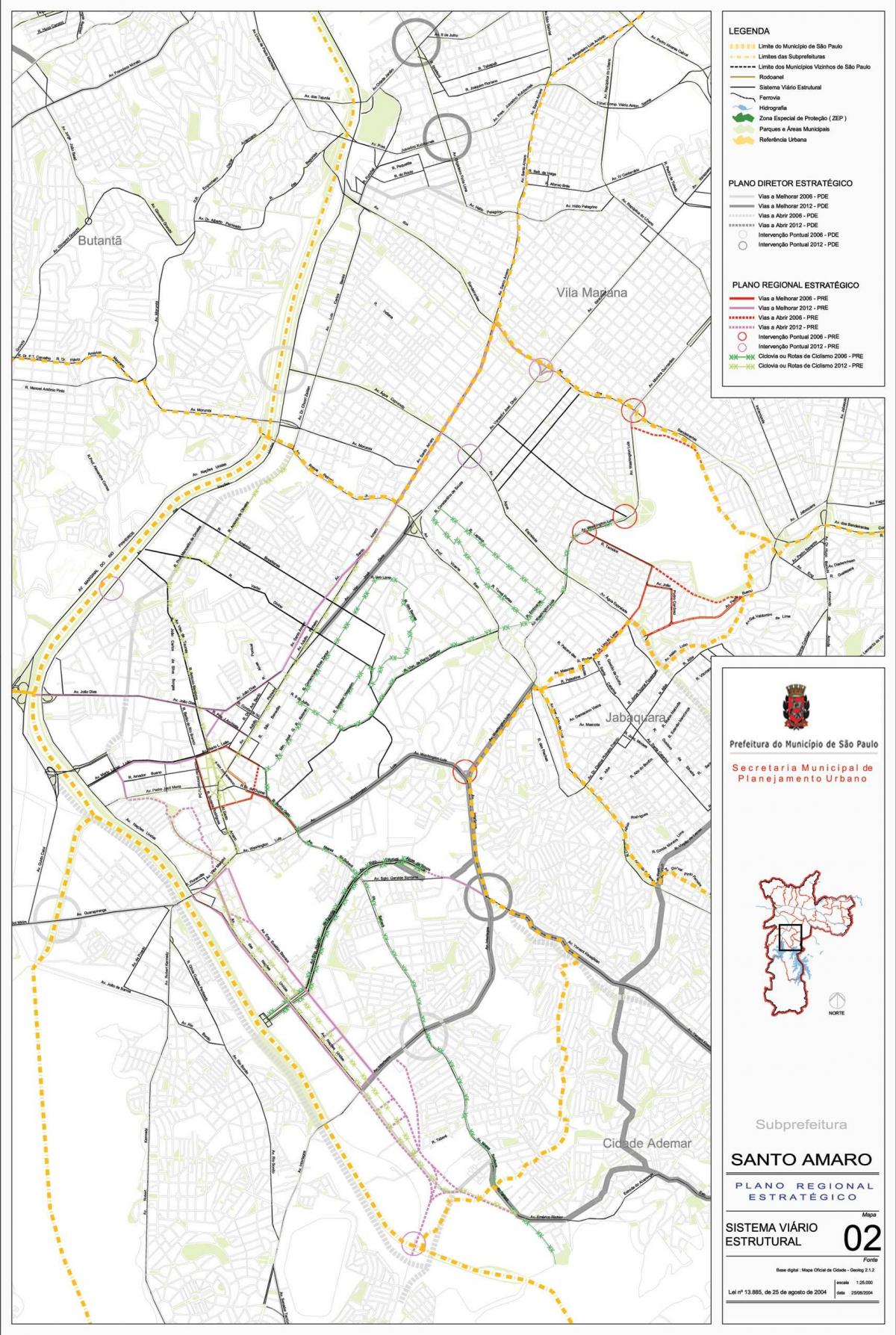 Mapa de Santo Amaro, São Paulo - Estradas