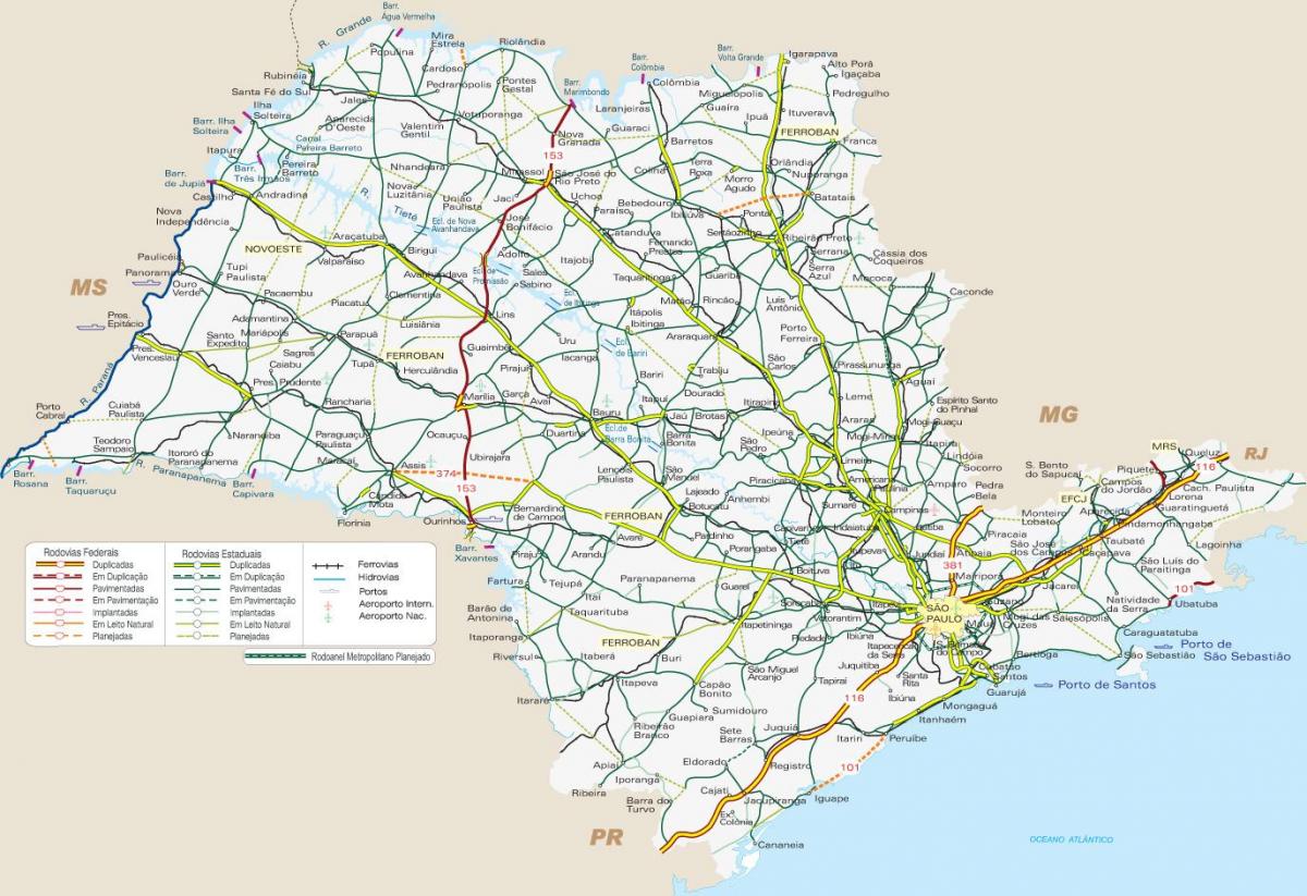 Mapa de SP transporte