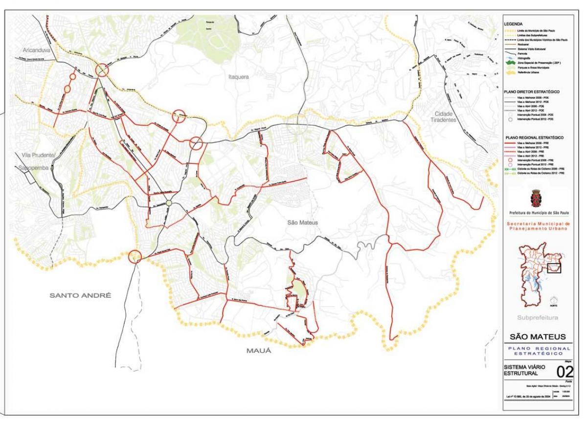 Mapa de São Mateus, São Paulo - Estradas