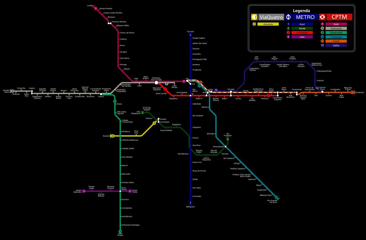 Mapa de São Paulo CPTM, metro