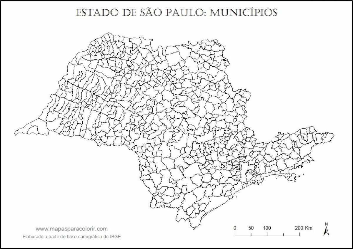 Mapa de São Paulo virgem - municípios
