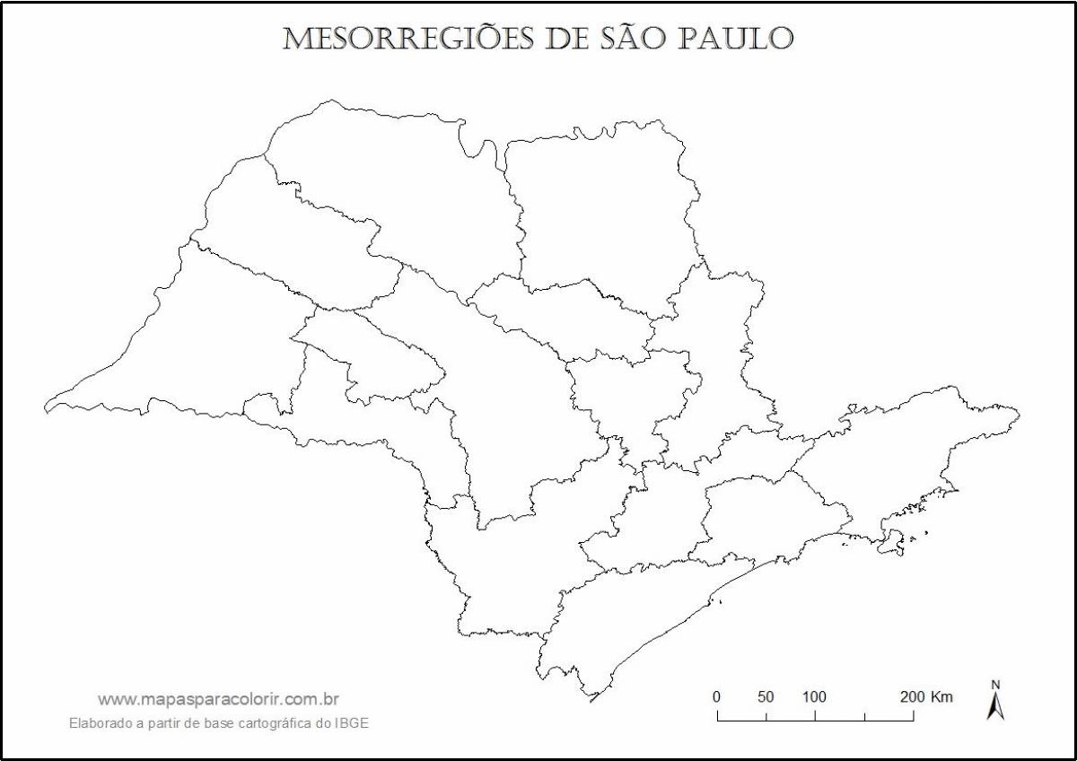Mapa de São Paulo virgem - regiões