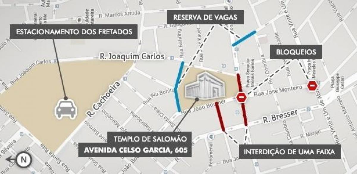 Mapa do Templo de Salomão em São Paulo