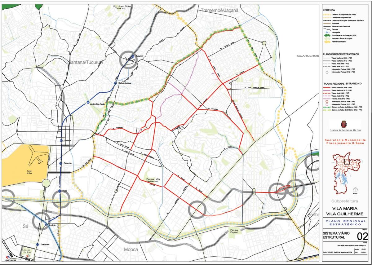 Mapa da Vila Maria, São Paulo - Estradas