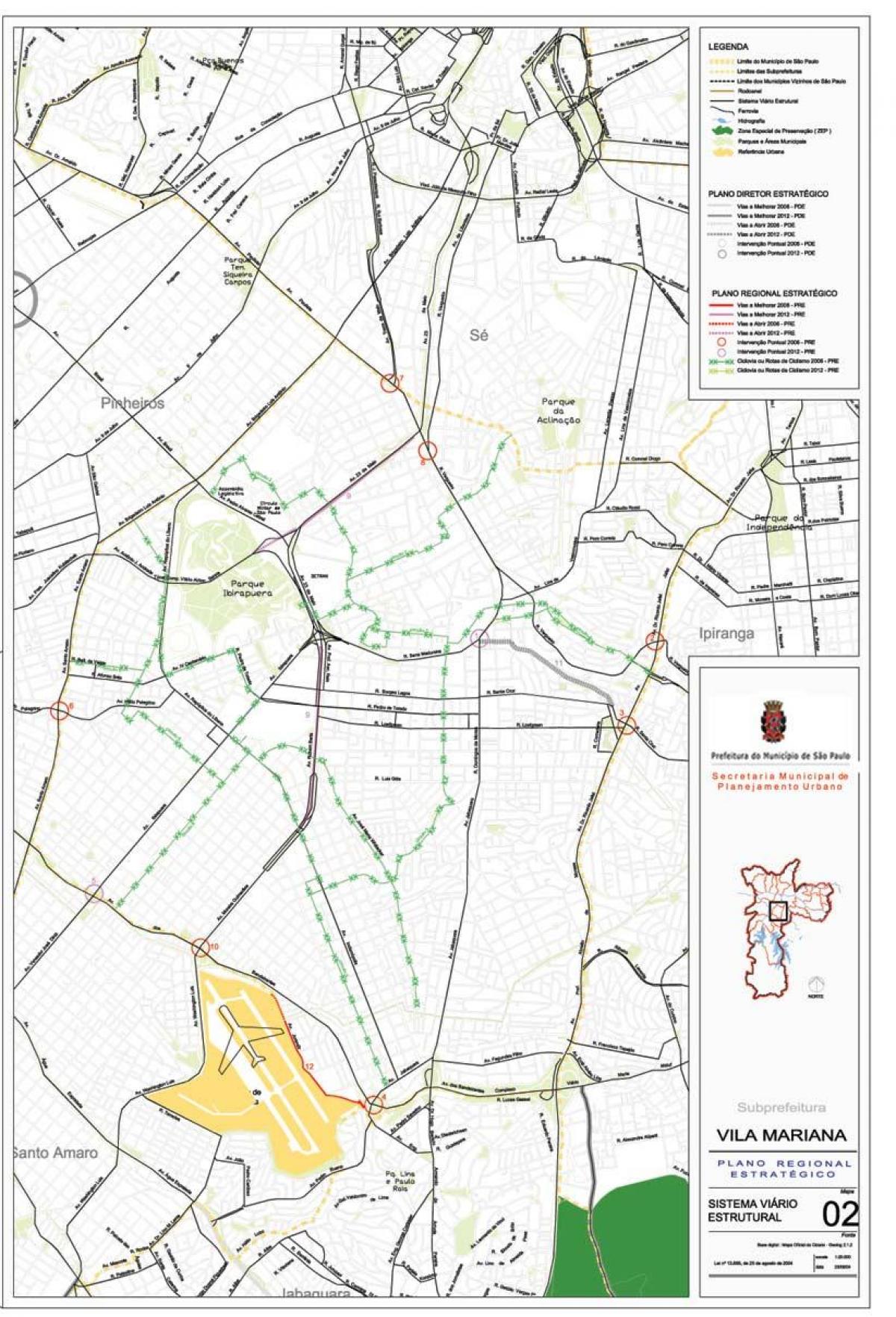 Mapa da Vila Mariana São Paulo - Estradas
