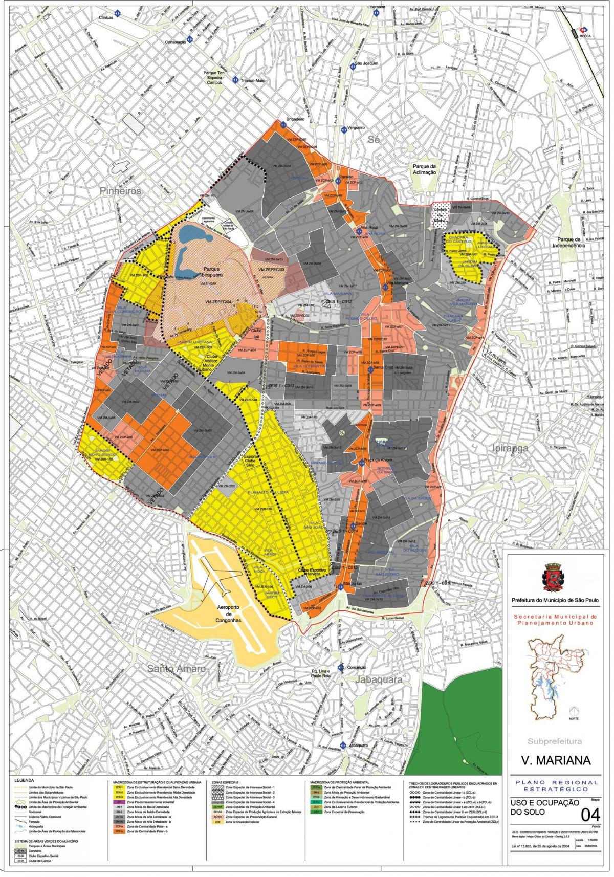 Mapa da Vila Mariana São Paulo - Ocupação do solo