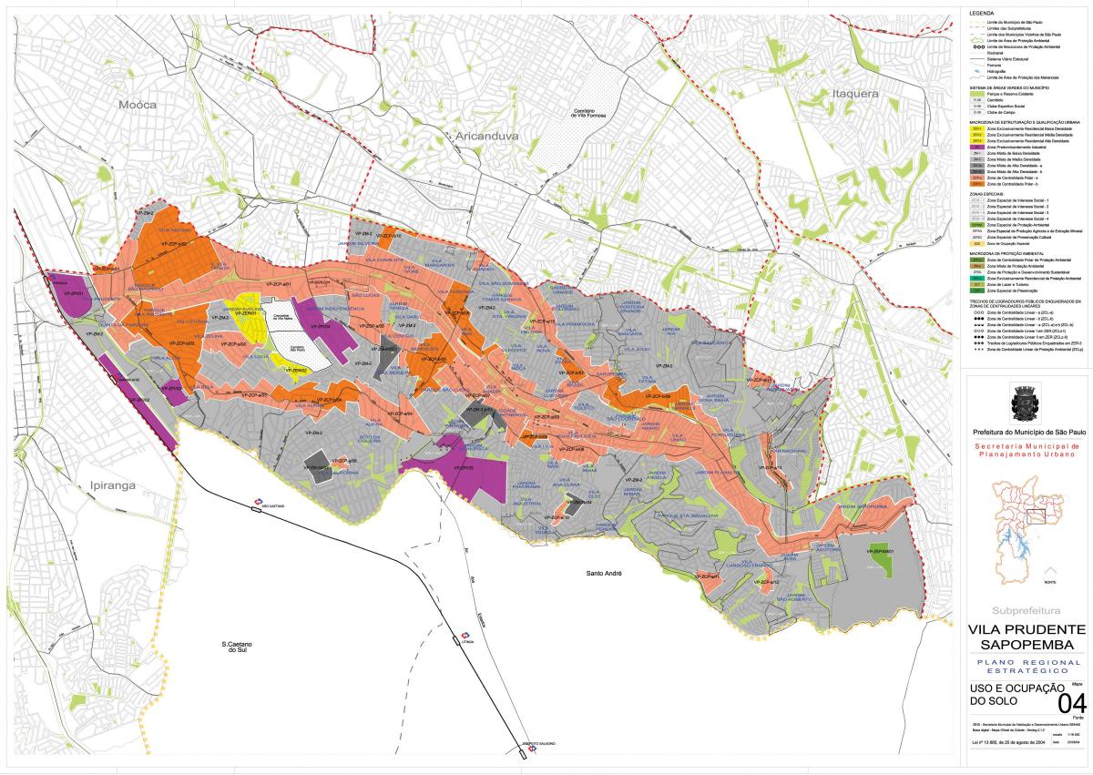 Mapa da Vila Prudente São Paulo - Ocupação do solo
