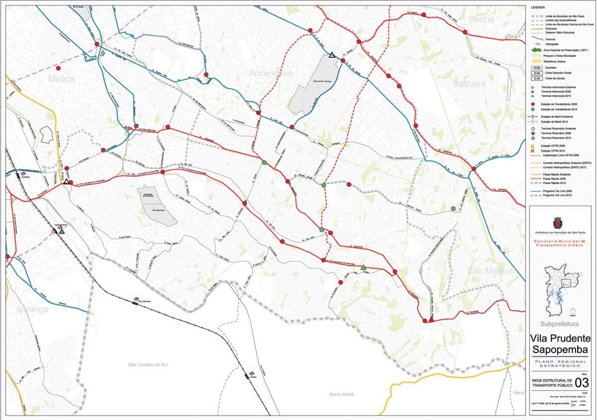 Mapa da Vila Prudente São Paulo - transportes Públicos