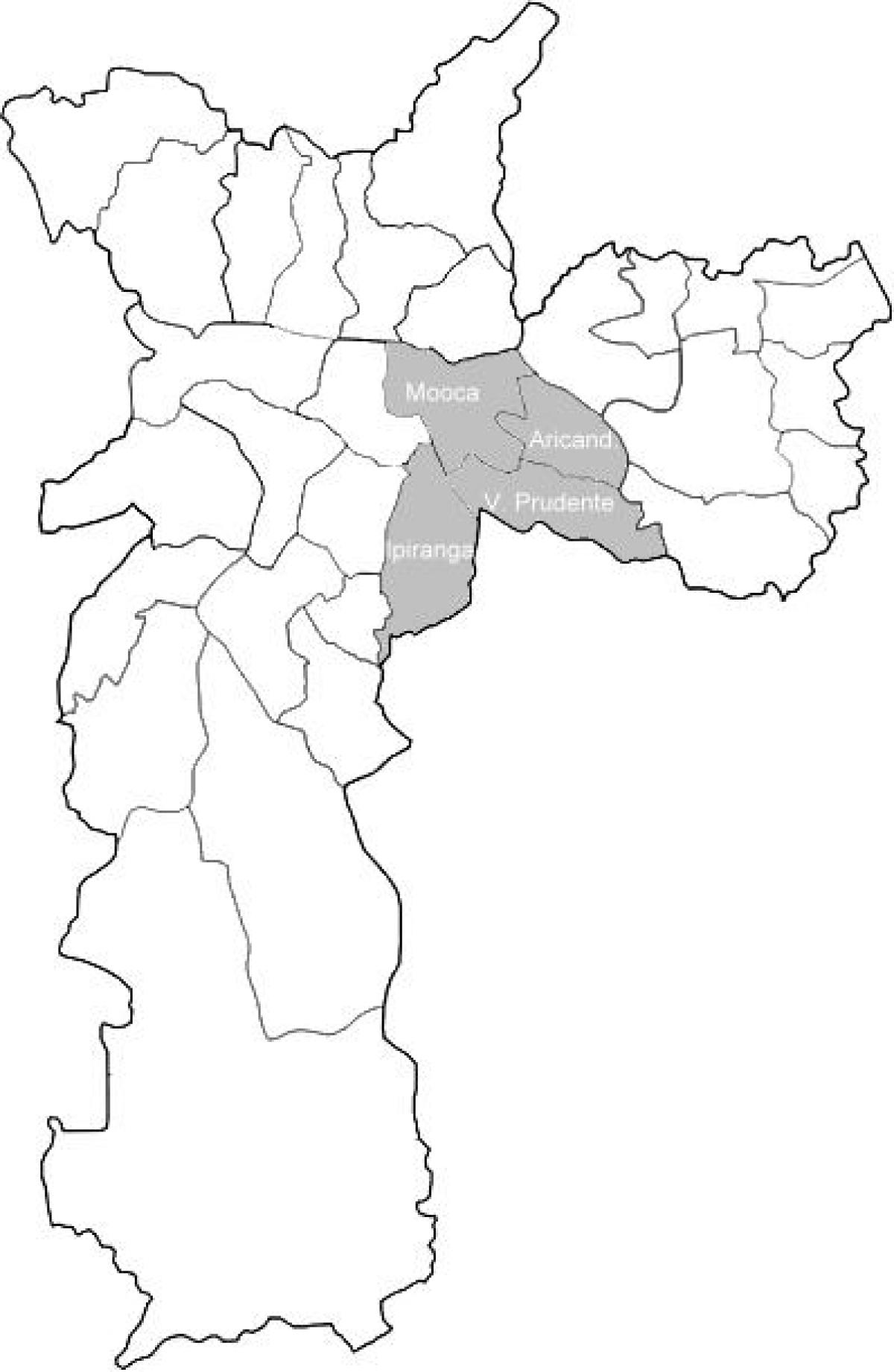 Mapa da zona Sudeste de São Paulo