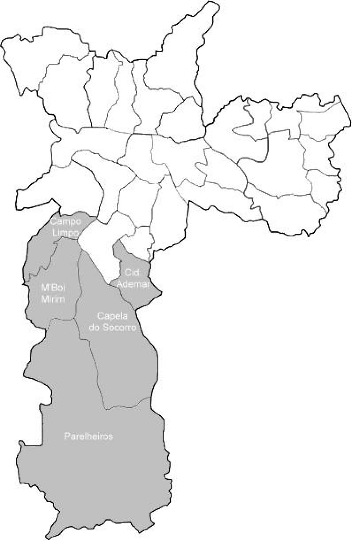 Mapa da zona Sul de São Paulo