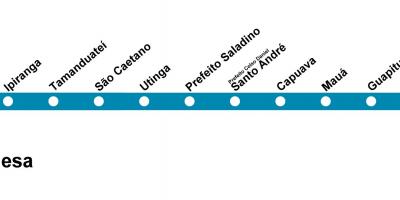 Mapa da CPTM de São Paulo - Linha 10 - Turquesa