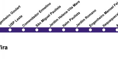 Mapa da CPTM de São Paulo - Linha 12 - Safira