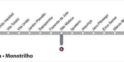 Mapa de São Paulo monotrilho da Linha 15 - Prata