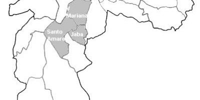 Mapa da zona Centro-Sul de São Paulo