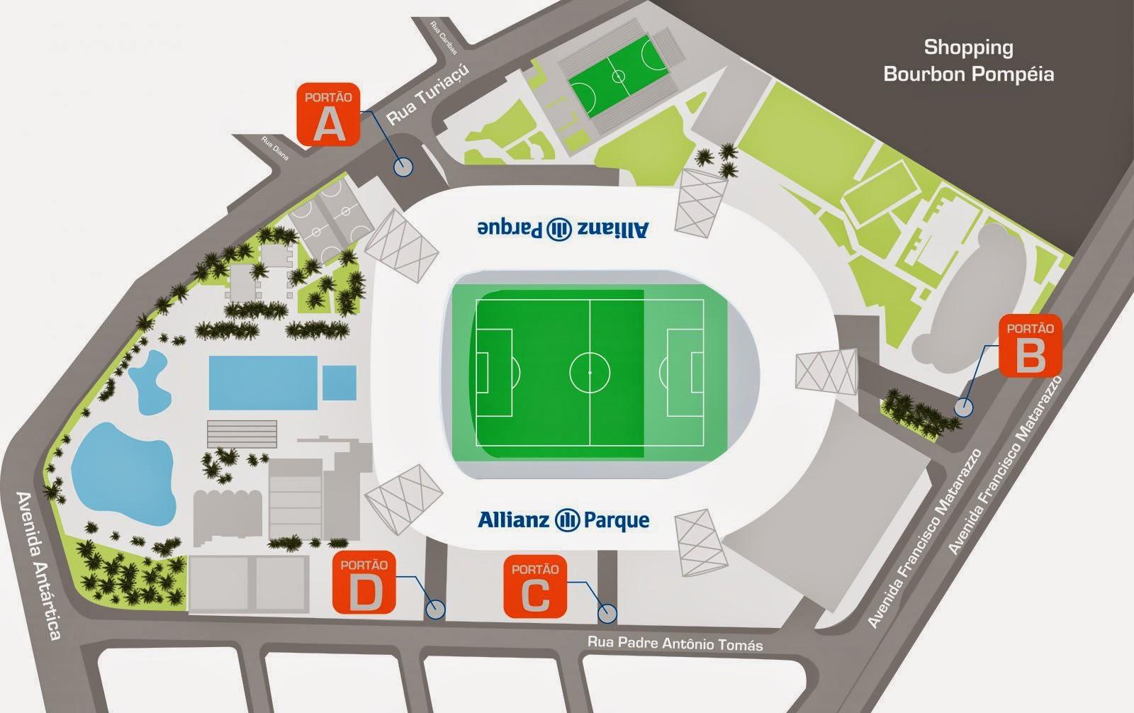 Allianz Parque São Paulo mapa - Mapa da Allianz Parque São ...