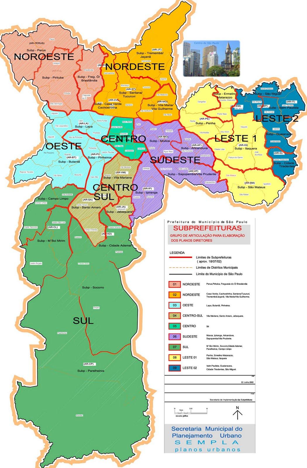 Mapa das Zonas de São Paulo