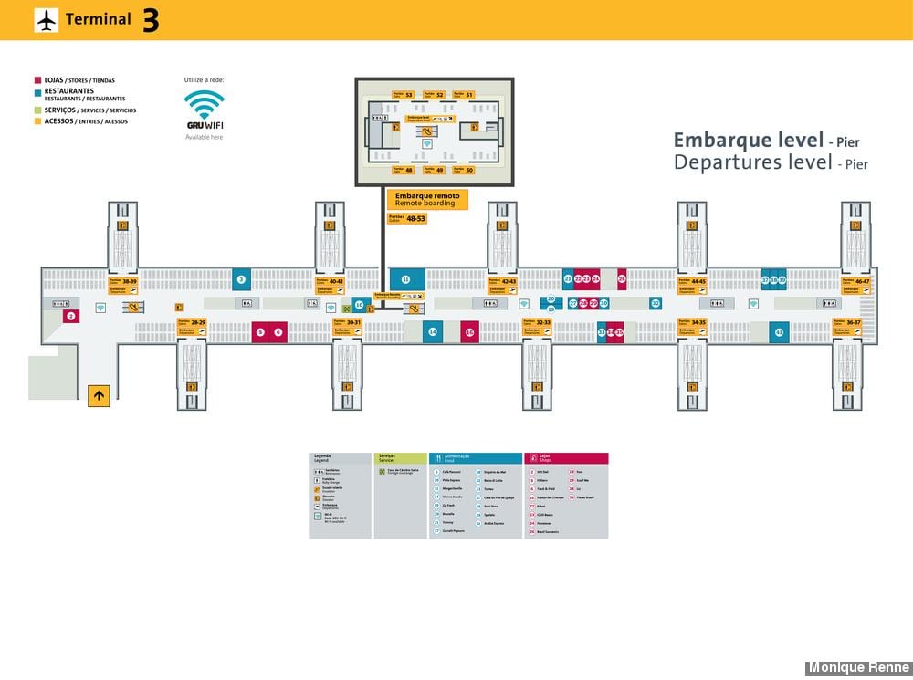 Mapa do aeroporto internacional de São Paulo-Guarulhos - Terminal 3