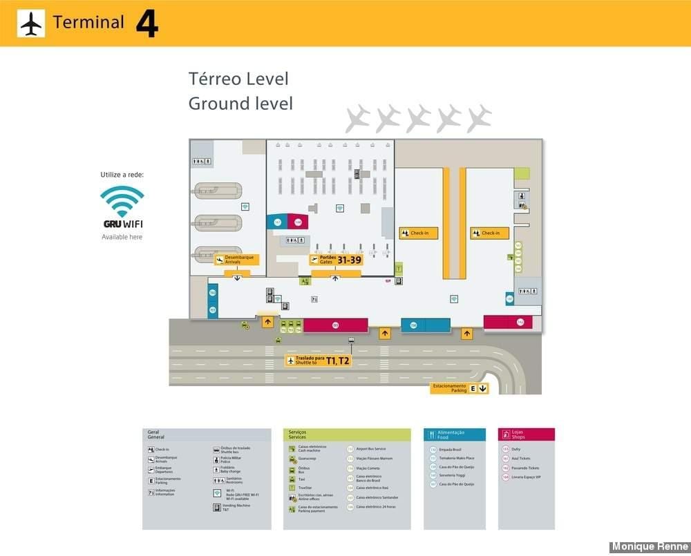 Mapa do aeroporto internacional de São Paulo-Guarulhos - Terminal 4