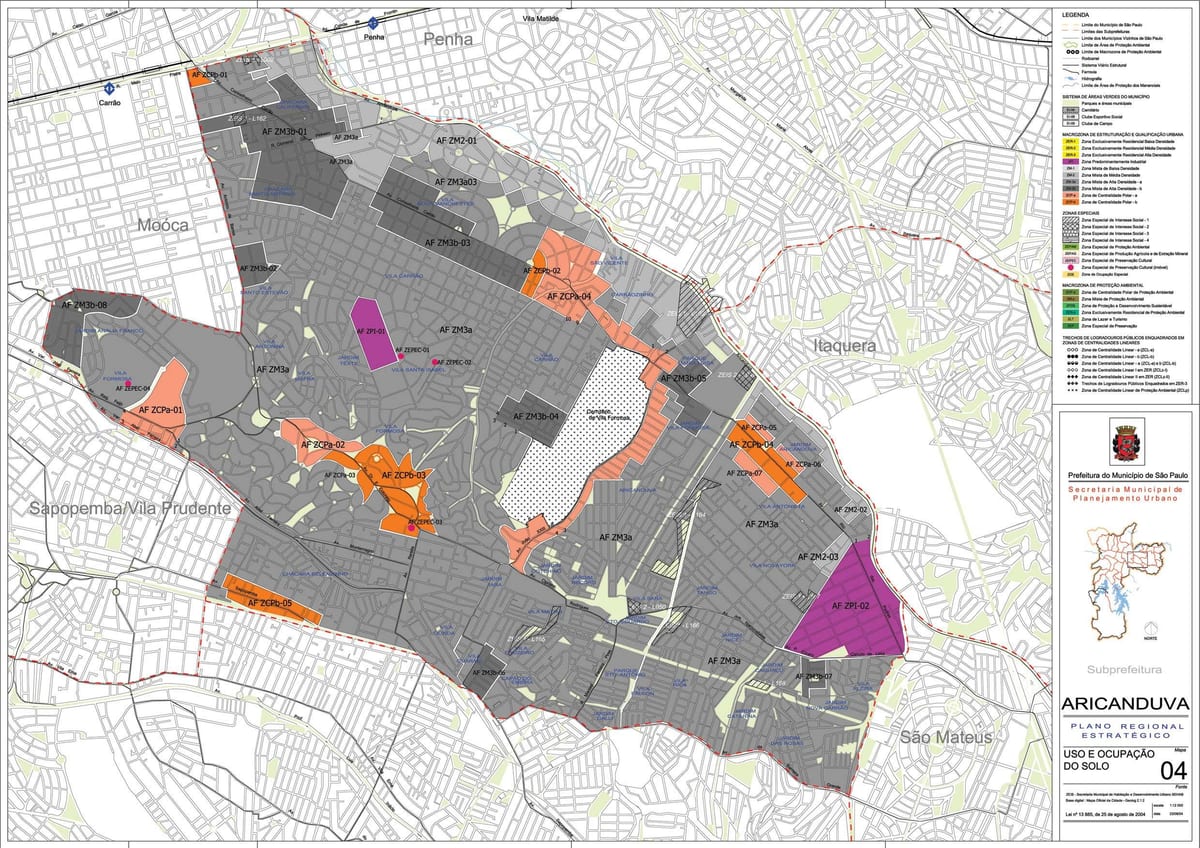 Mapa da Aricanduva-Vila Formosa São Paulo - Ocupação do solo
