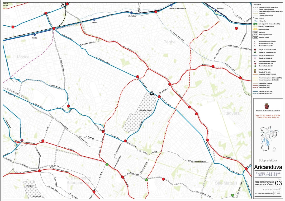 Mapa da Aricanduva-Vila Formosa São Paulo - transportes Públicos