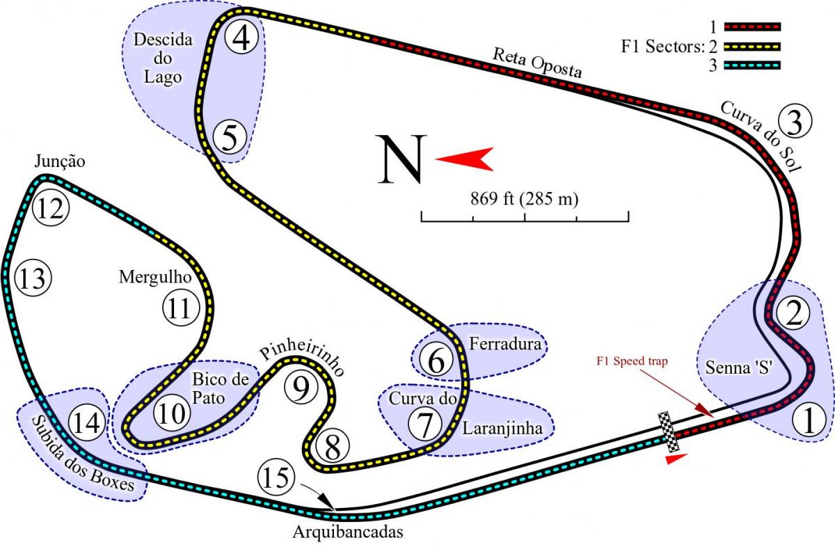 Mapa do Autódromo José Carlos Pace, São Paulo