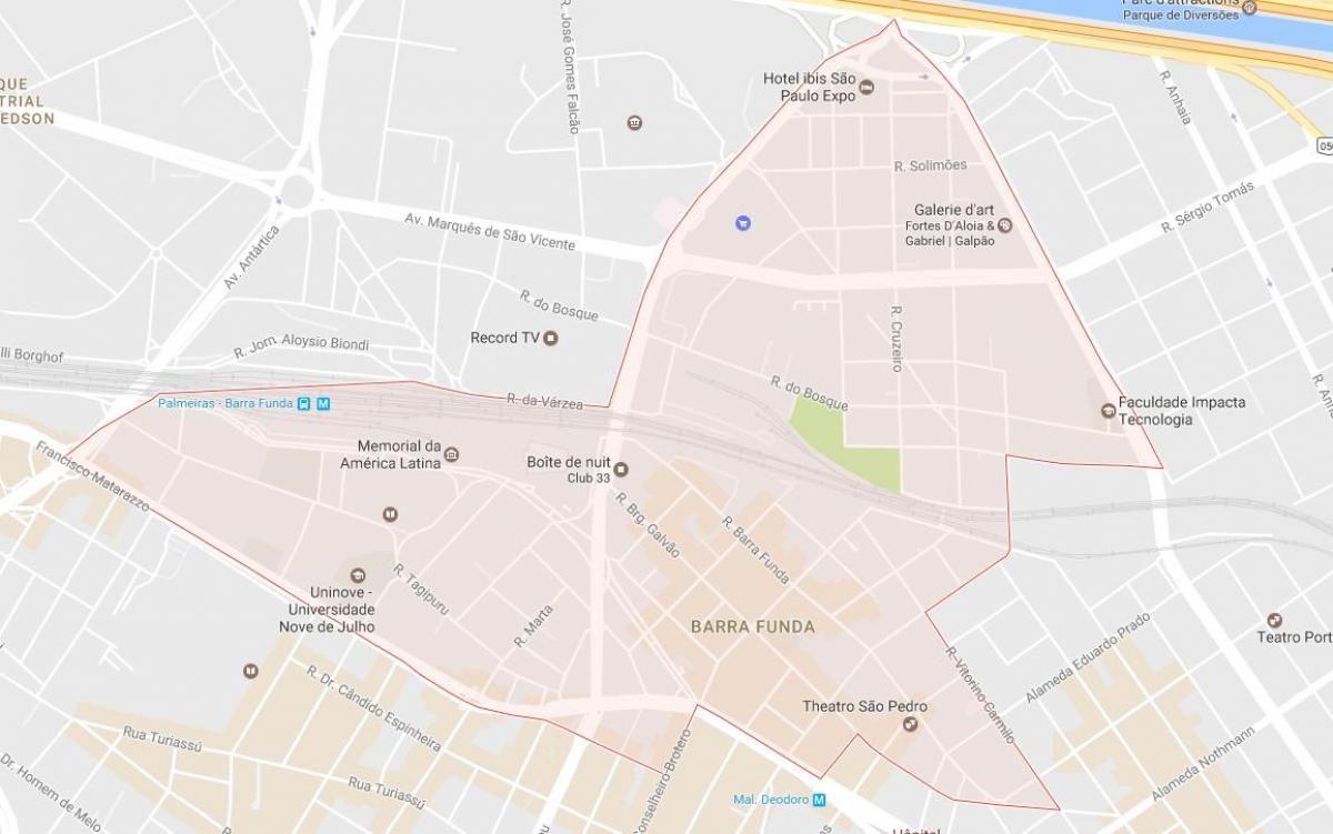 Mapa da Barra Funda, São Paulo