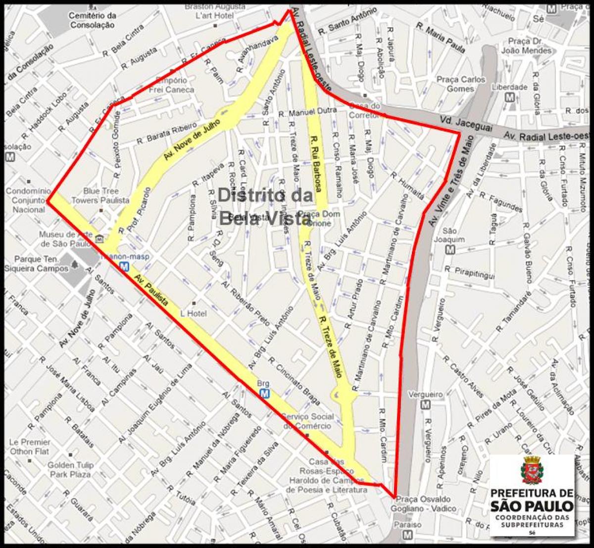 Mapa da Bela Vista, São Paulo
