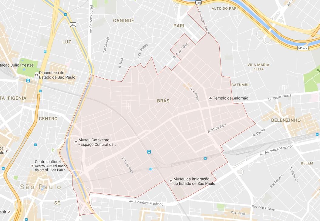 Mapa do Brás em São Paulo