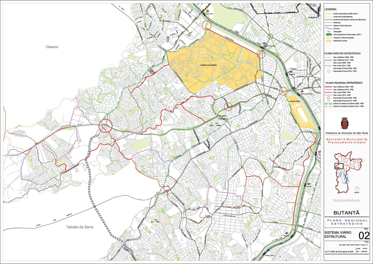 Mapa do Butantã, São Paulo - Estradas
