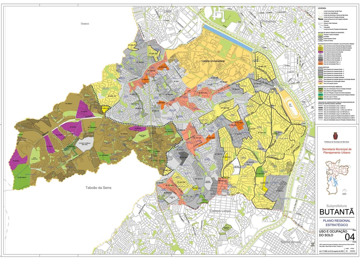 Mapa do Butantã, São Paulo - Ocupação do solo
