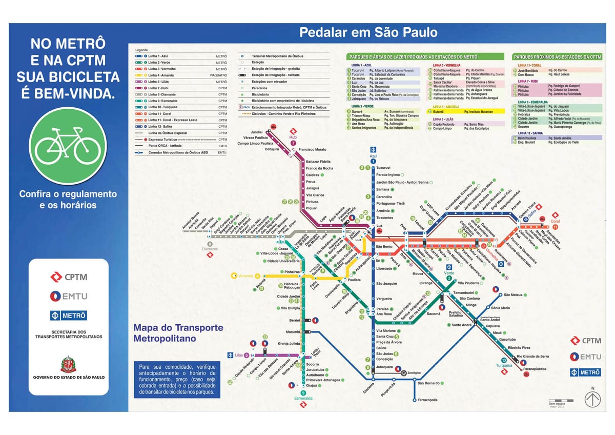 Mapa de ciclismo guia São Paulo