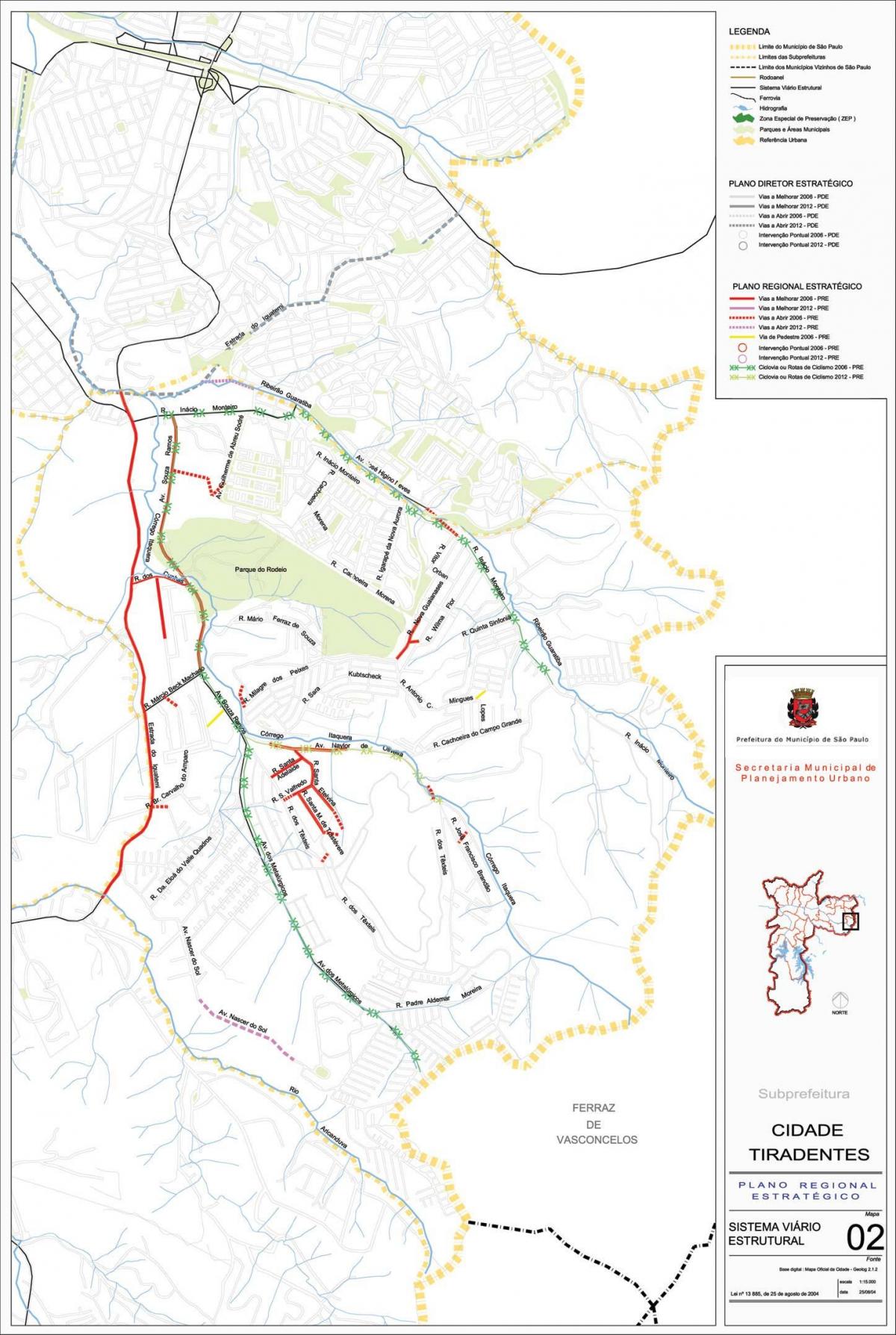 Mapa de Cidade Tiradentes São Paulo - Estradas