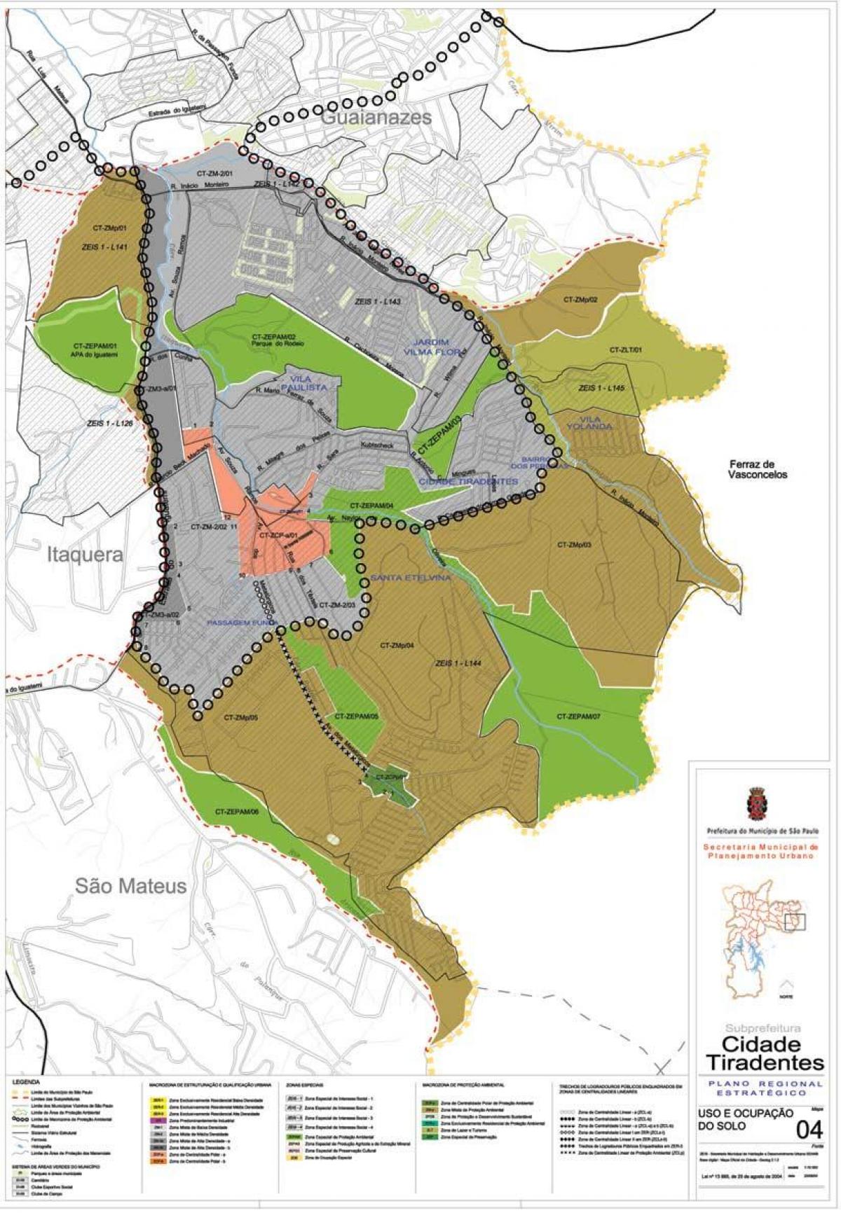 Mapa de Cidade Tiradentes São Paulo - Ocupação do solo