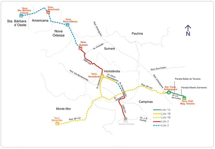 Mapa do corredor metropolitano Biléo Soares