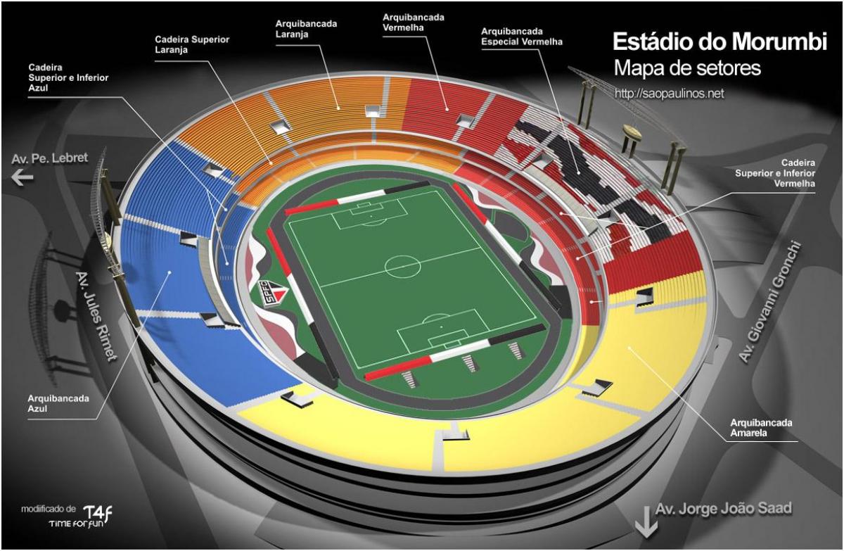 Mapa de Cícero-Pompeu de Toledo-São Paulo estádio
