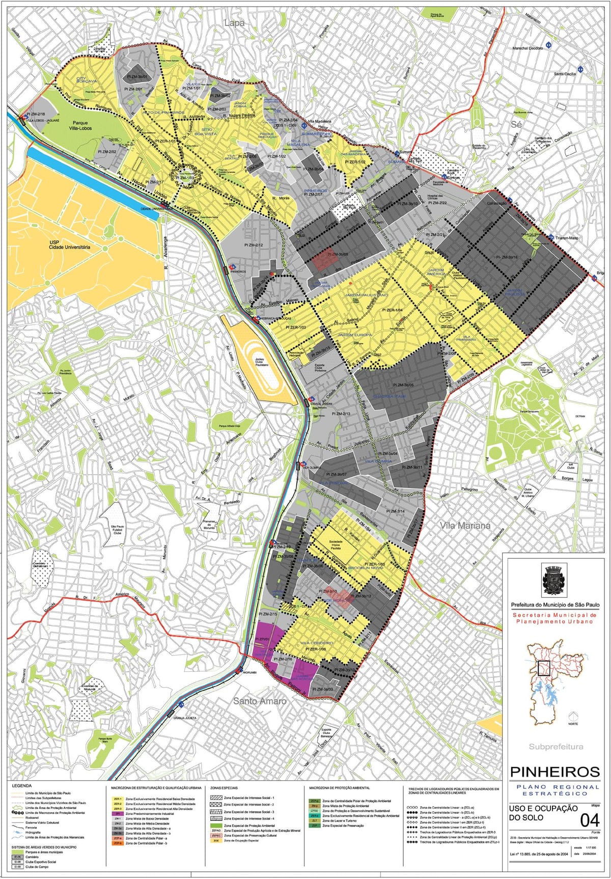 Mapa de Pinheiros São Paulo - Ocupação do solo