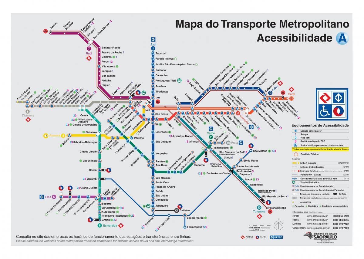 Mapa de transporte de São Paulo - Acesso a pessoas com deficiência