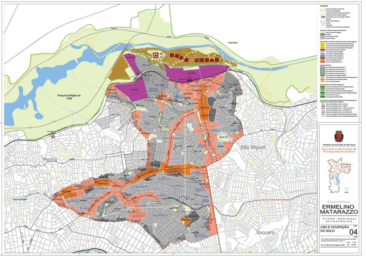 Mapa de Ermelino Matarazzo São Paulo - Ocupação do solo