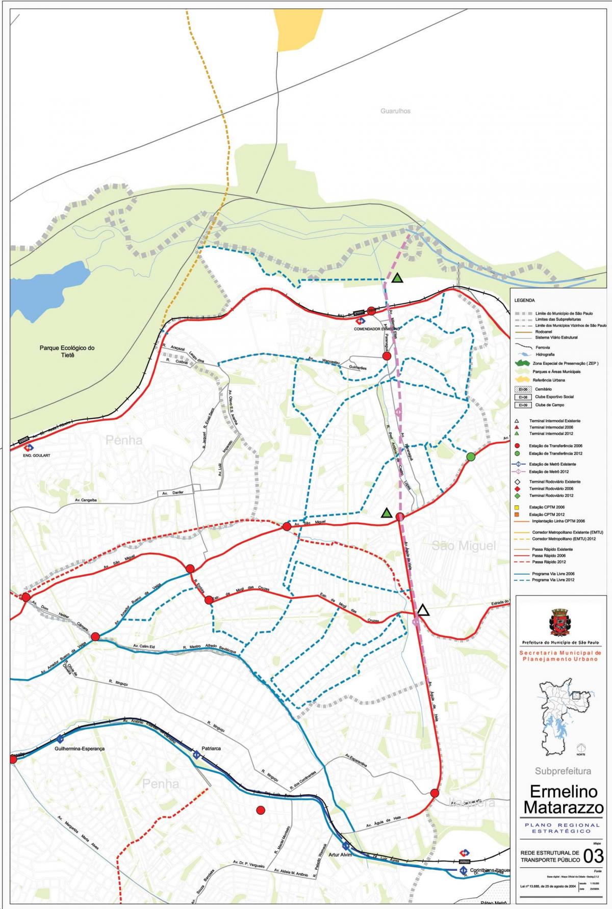 Mapa de Ermelino Matarazzo São Paulo - transportes Públicos