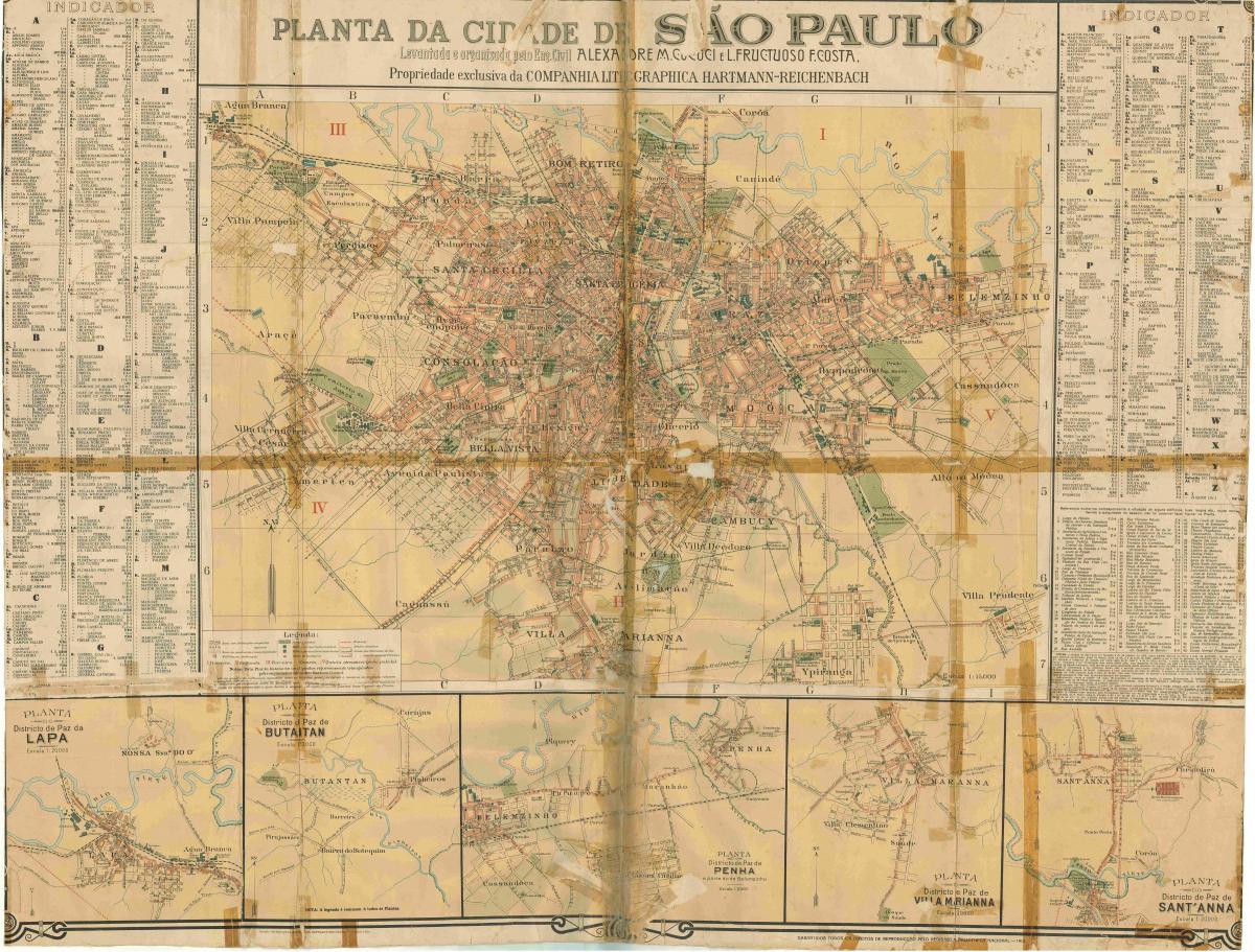 Mapa da antiga São Paulo - 1913