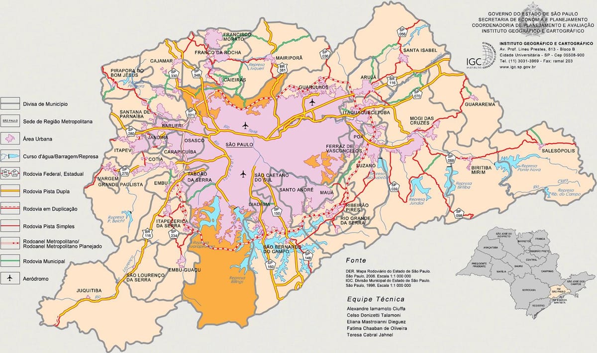 Mapa de fotografia da grande São Paulo