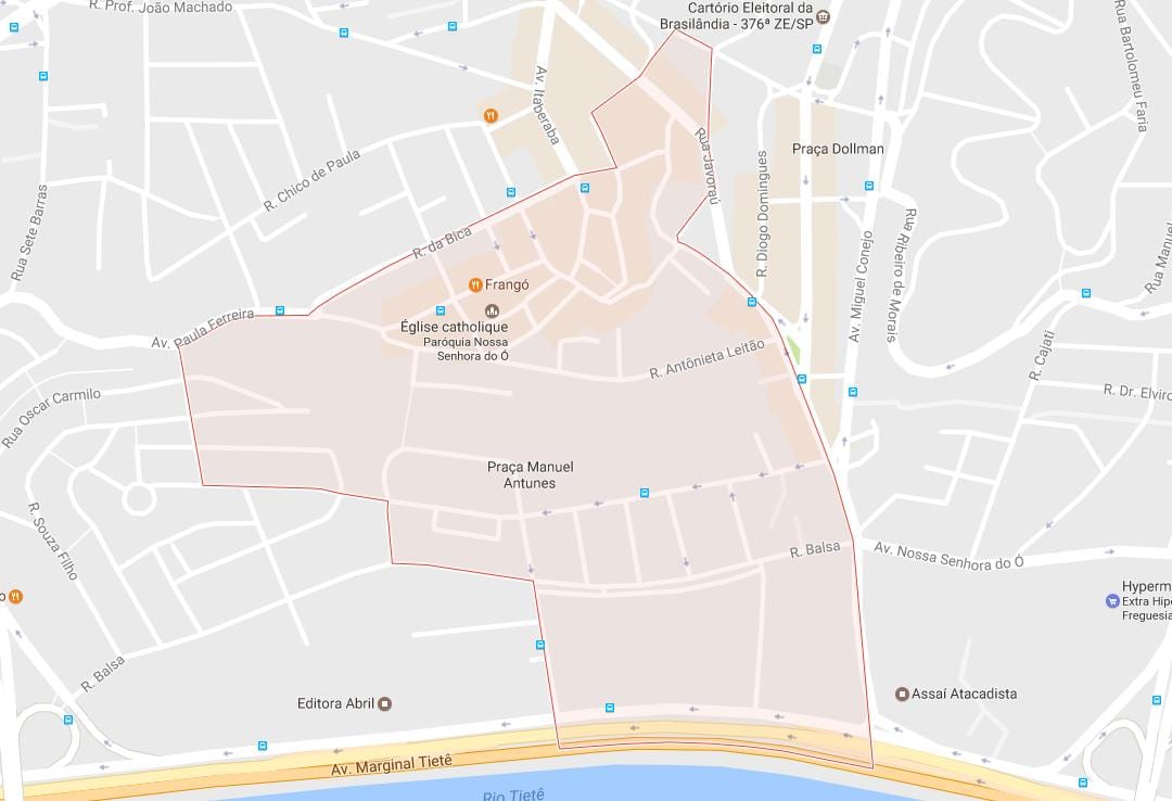 Mapa da Freguesia do Ó São Paulo
