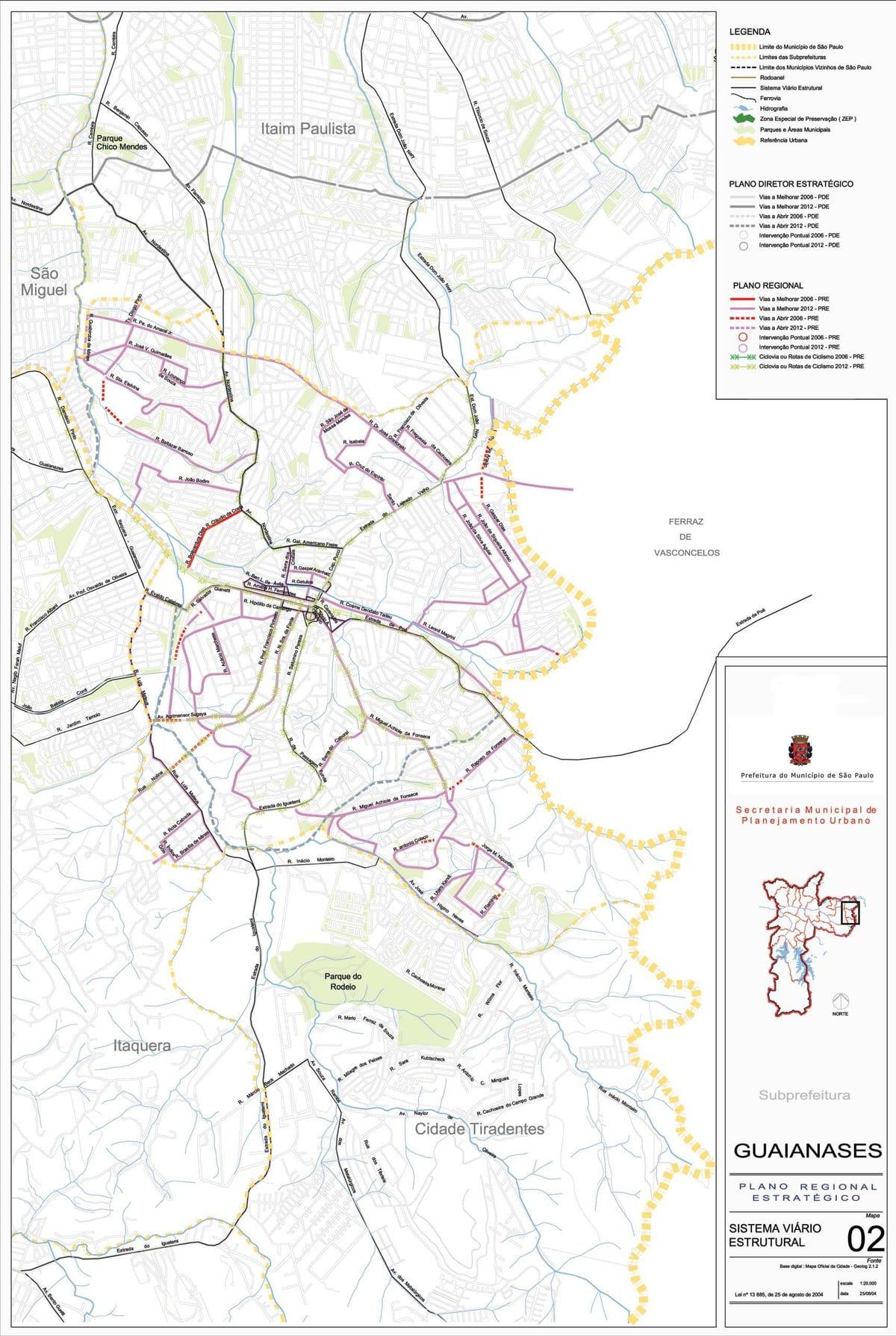 Mapa de Guaianases São Paulo - Estradas