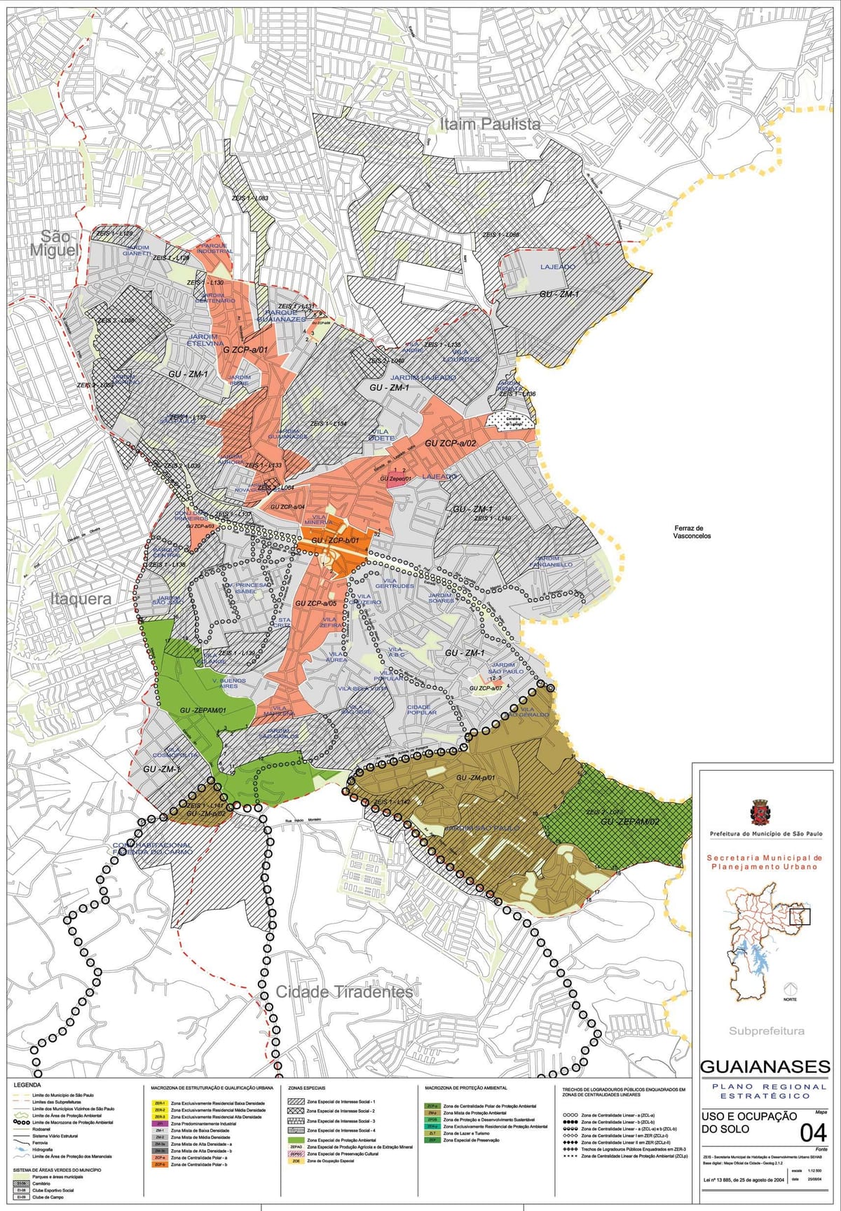 Mapa de Guaianases São Paulo - Ocupação do solo